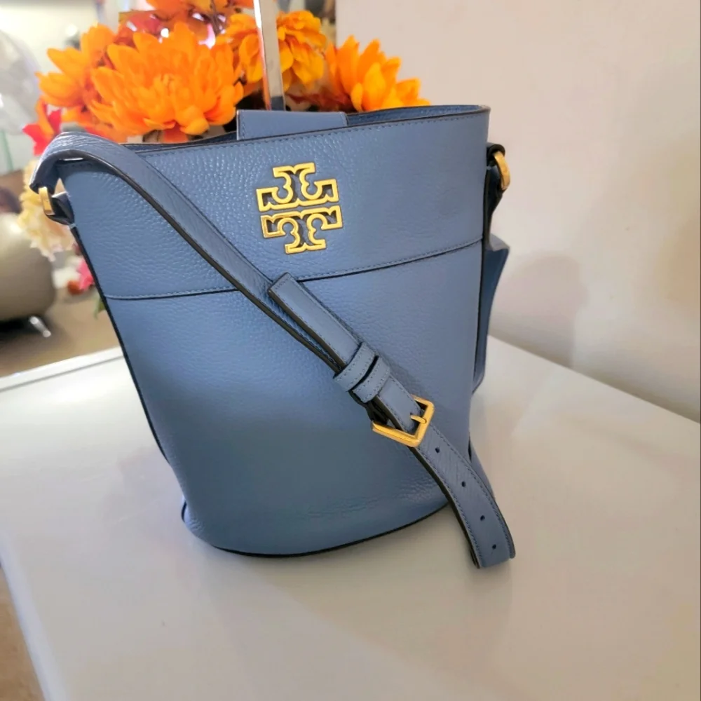 Tory Burch Blue Leather Bucket Bag
